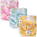 Pet Soft Washable Female Diapers (3 Pack) Female Dog Diapers, Comfort Reusable Doggy Diapers for Girl Dog in Period Heat (Bloom, XL)