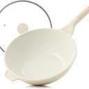 SENSARTE Ceramic Nonstick Wok with Lid, 11 Inch Non Toxic Stir-fry Pan Induction Cookware, Deep Frying Pan Skillet with Stay-Cool Handles, PFAS/PTFE/PFOA Free