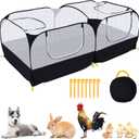 Small Animals Playpen,Pet Cage Tent Large Chicken Run Coop with Detachable Bottom Breathable Transparent Mesh Walls, Foldable Pet Enclosure for Puppy Kitten Rabbits Indoor Outdoor playpen (Black with Detachable Bottom)