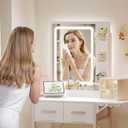 Small Vanity Desk for Compact Space: Mini Makeup Table Set for Bedroom - Tiny White Vanity with Mirror for Girls, 17.7"D x 19.6"W x 59.8"H