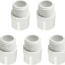 1-1/2" PVC Pipe Fitting Adapter Connector Union Coupling Schedule 40 (Slip Socket x NPT Male Pipe Thread), Pack of 5