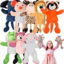 Wettarn 10 Pcs Animal Hand Puppets 12 Inch Soft Plush Plush Lion Orangutan Giraffe Tiger Pig Elephant Hand Puppets for Boys and Girls Storytelling, Teaching, Role Playing(Cute Style)