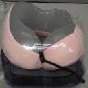 Neck Pillow Airplane-2 Pack Memory Foam Travel Pillow, Soft Support Travel Neck Pillow for Travelling, Sleeping Rest, Car, Train and Home Use (Black&Pink)