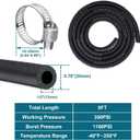 2 x 1/2 Fuel Line, Fuel Line Hose 5 Feet, NBR Rubber Gasoline Tube with 5PCS stainless Steel Clamps