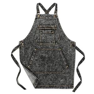 Jeanerlor - Denim Apron with Pockets for Hair Stylist Gardening Craftsmen Barista Women Hairdresser Jean Work Apron Cross Straps & Adjustable  (Black)