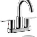 Chrome 4 Inch Centerset Bathroom Sink Faucet 3 Holes with Pop up Drain, High Arc Modern 2 Handle Bathroom Vanity Lavatory Faucet with Brass 360 Swivel Spout, TAF067E-CP