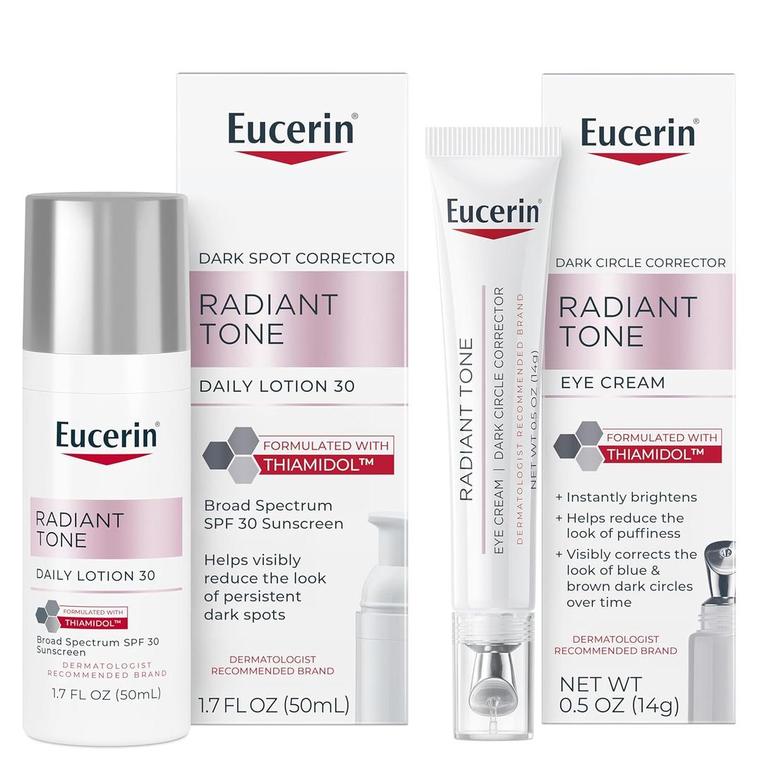 Eucerin Radiant Tone Daily Face Lotion with SPF 30, Dark Spot Corrector with Thiamidol + Eucerin Radiant Tone Eye Cream Dark Circle Corrector, Eye Brightening Cream with Thiamidol and Hyaluronic Acid