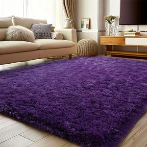 Soft Shag Rugs for Bedroom, 3x5 Purple Fluffy Shaggy Rugs for Living Room Nursery, Luxury Modern Plush Carpet Girls Boys Kids Room Dorm Indoor Home Decor, Upgrade Non-Slip