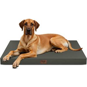 Outdoor Extra Large Dog Bed, Jumbo Waterproof Dog Bed for Large Dogs, Orthopedic Egg Crate Foam Pet Mat with Removable Oxford Cooling Cover, Brown