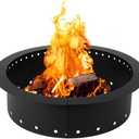 Iron Forge Tools Heavy Duty Metal Smokeless Permanent Fire Pit Ring 36 inch Outer/30 inch Round Fire Pit Insert Liner for Outdoor, Firepits for Outside (36x30x10), Patent Pending