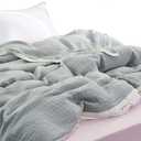 Muslin Cotton Blanket for Adult and Kids,Full/Queen Size (60" x 60"),100% Cotton,4-Layer Soft and Lightweight Blanket for Bed,Couch &Sofa,Muslin Coverlet for All Season - Blue Grey
