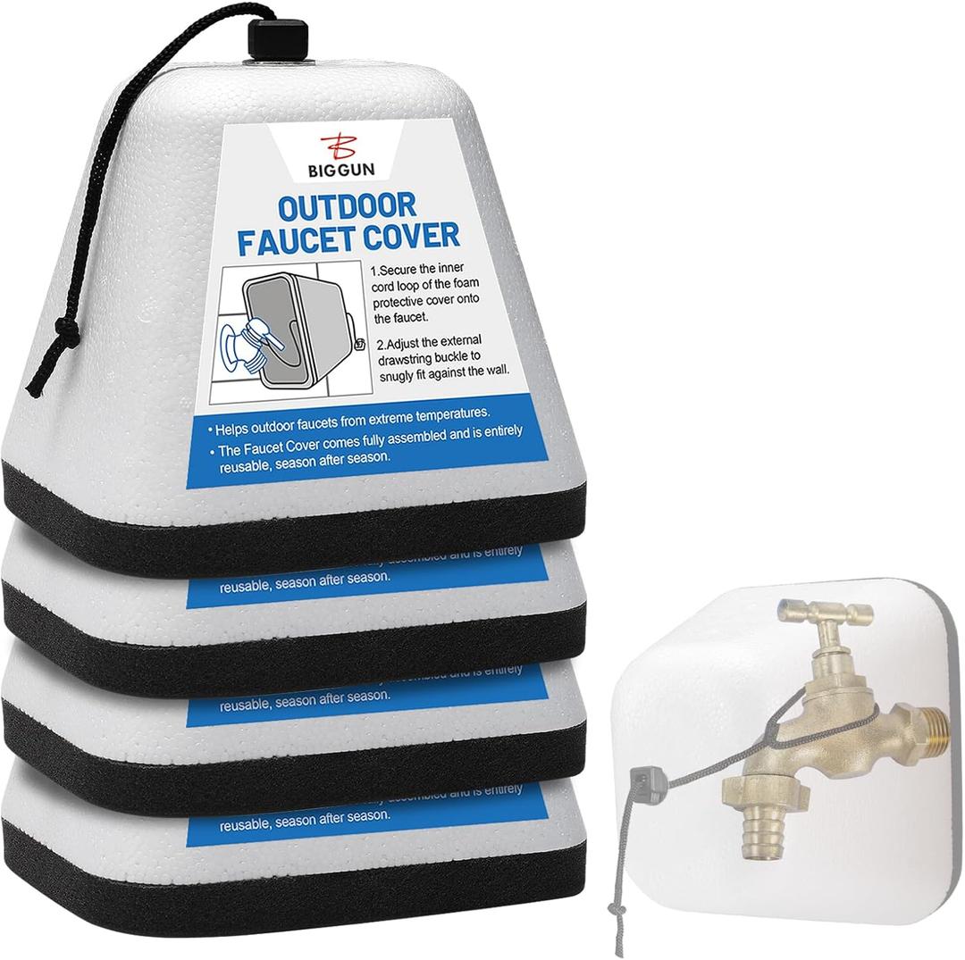 Outdoor Faucet Covers for Winter, Easy to Install Insulated Foam Protector Against Freeze for Outside Faucet Water Spigot Garden Hose Bib, Resuable, 4 Pcs