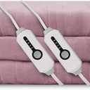 Electric Heated Blanket 84"x90" Queen Size, Soft Coral Fleece, Dual Controllers with 4 Heating Levels and 10 Hours Auto-Off, Machine Washable, Cozy Plush Fabric for Home, Purple