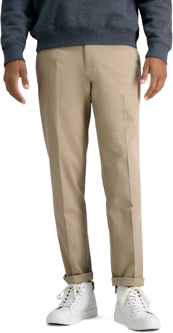 Haggar Men's Premium No Iron Slim Fit Flat Front Casual Pant (36W x 30L, Khaki)
