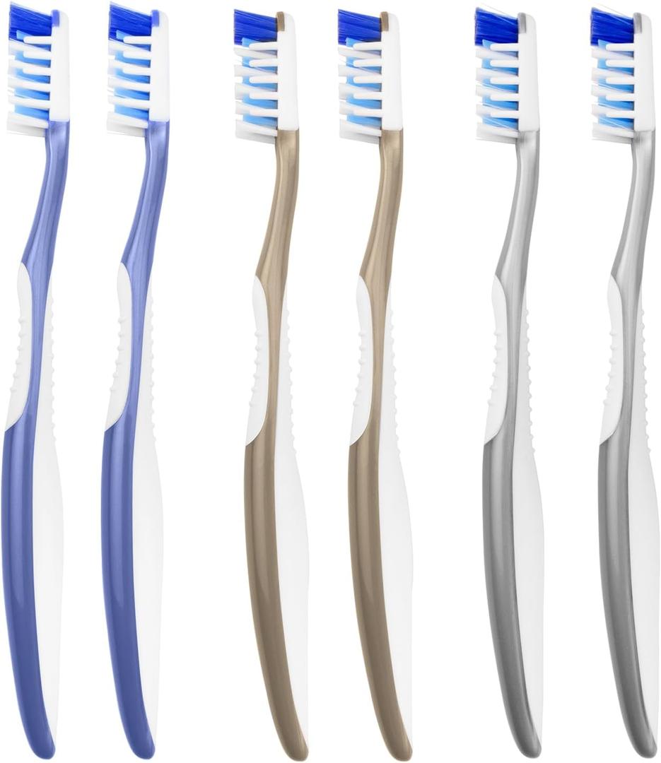 Fremouth Soft Toothbrushes for Adults, Soft Rounded Bristles, Built in Gum Stimulators, 6 Count
