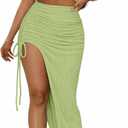 Sexy 2 Piece Maxi Skirt Sets for Women Off Shoulder Crop Top Bodycon High Slit Skirt Beach Dresses Summer Outfits (Green, M)