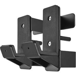 J Hooks for 2" x 2" Power Rack, Rubber Pad J-Hook for Power Cage, Bottom Reinforced Steel J Cups for Squat Rack, Heavy Duty Barbell Holder, Black