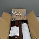 LEPOWER Wood Tripod Floor Lamp, Mid Century Standing Lamp, Modern Design Studying Light for Living Room, Bedroom, Study Room and Office, Flaxen Lamp Shade with E26 Base Walnut