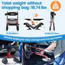 Rollator Walker for Seniors/Adults Foldable Rolling Walker with Seat 330 lbs Capacity 10 inch Wheels Hand Grips Adjustable Height Lightweight Durable Aluminum Walker Removable Back Support 7210(Red)
