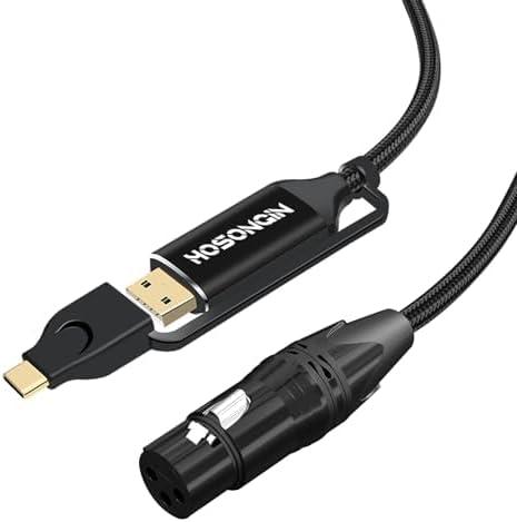 HOSONGIN XLR to USB C 6 Feet, 2-in-1 XLR Female to (USB Type A + C) Professional Recording Cable for Microphones to Phone/Pad/PC, Compatible with Windows MacOS iOS Android Linux Unix
