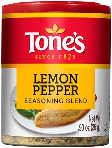 Tone's Lemon Pepper Seasoning Blend, 0.90 Ounce, Pack of 6, Best By: 07/09/29