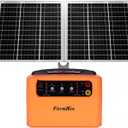 24 Hour Solar Electric Fence Charger, 30 Miles Solar Fence Energizer, 6-12KV Adjustable Output, 1.5J Solar Charger, 15W Solar Powered Electric Fence Kit for Livestock, Predator Protection
