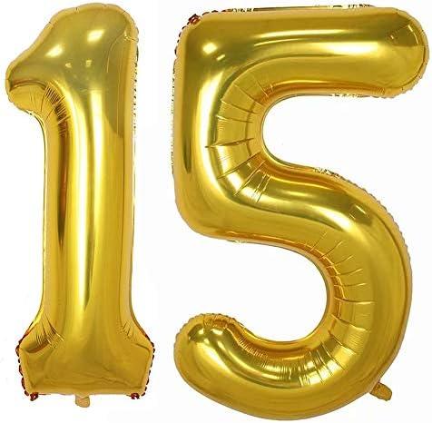 Tellpet Gold Number 15 Balloon, 40 Inch, Pack 2