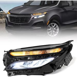LED Headlight Assembly Compatible with Chevy Equinox LS 2022 2023 2024 w/Halogen Turn Signal Factory Replacement Head Light Lamp 85538059 GM2502531 Left Driver Side