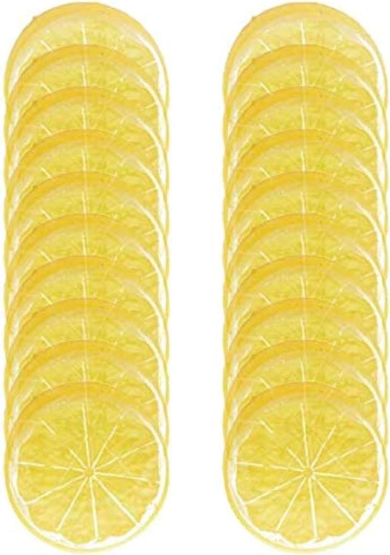 20pcs Fake Fruit Home House Kitchen Party Decoration Faux Fruit Props(Simulation Yellow Lemon Slices)