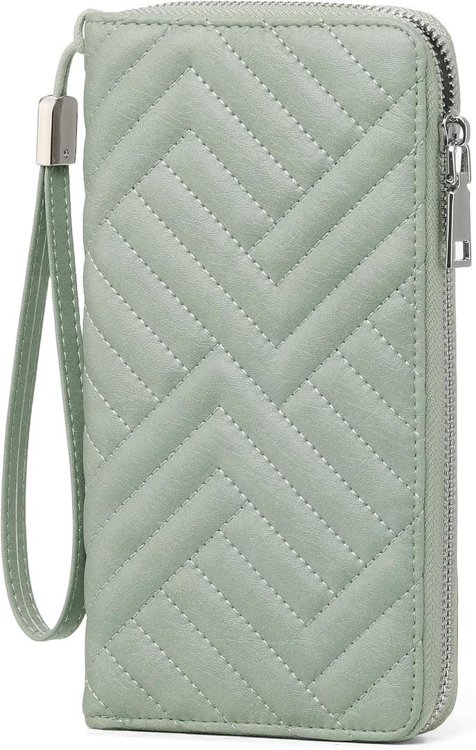 GOIACII Womens Wallet RFID Blocking Leather Large Capacity Long Purse Card Clutch Wristlet (Green) GOIACII Womens Wallet RFID Blocking Leather Large Capacity Long Purse Card Clutch Wristlet (Green)