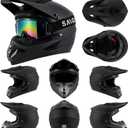 Motocross Helmet,Youth & Adult ATV Dirt Bike Motorcycle Helmet, BMX 4-Wheeler Off-Road Mountain Bike,DOT Certified,W/Gloves Goggles Mask 4-Piece Set (Black, XL), X-Large