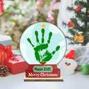 Personalized Snowball DIY Handprint Wooden Sign, Baby First Christmas Sign Plaque Keepsake for Newborn Baby Kids Toddler, Holiday Craft, Christmas Art Craft, GIft for New Mom, New Dad, Memory Keepsake