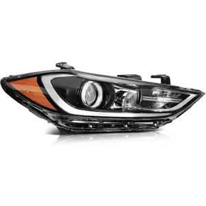 SCITOO Right Side Headlight Assembly Fits for Hyundai Elantra 2017-2018 Headlights Black Housing Amber Reflector Clear Lens, 92102F3000 92102-F3000 (Bulbs Not Included)