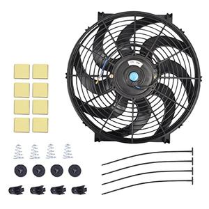 GESEXI 14 Inch Slim Fan Push Pull Electric Radiator Cooling Fan Universal High Performance 12V 90W Motor with Fan Mounting Kit (Black)