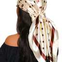 WDIRARA Women's Leopard Print Satin Bandana Square Head Scarf Cheetah Wrap Scarfs