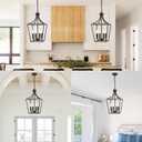 4-Light Farmhouse Lantern Chandelier, Height Adjustable Pendant Light Fixture Hanging Kitchen Lighting for Foyer Dining Room Over Table, E12 Bulb Base & Oil Rubbed Bronze