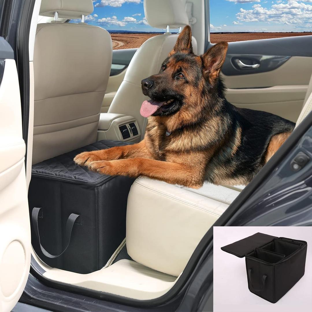 Dog Car Seat Extender with Storage, Suitable for Dogs up to 200lbs, Car Seat Gap Filler, Protect Dogs Not Fall Into The Floor Area, Dog Car Seat for Small & Large Dog (Small Size: 19.3"x9.85"x13") (S: 19.3"L x 9.85"W x 13"H)
