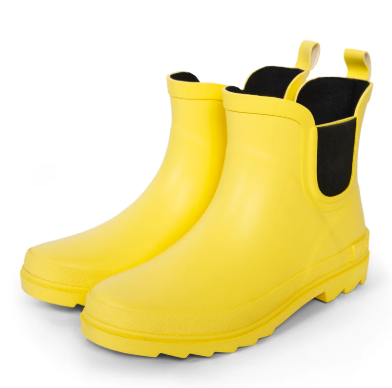 ShedRain GOGO Chelsea Short Rubber Rain Boots for Women, Comfortable Cotton Lining, Waterproof Exterior, Anti-Slip Lug Sole Garden and Outdoor Work Boots, Adjustable Width, 11