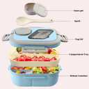 Adults Bento Lunch Box,Salad Container Large 43oz Salad Bowl, Bento-Style Tray for Toppings, 3oz Sauce Container for Dressings, and Built-In Reusable Fork