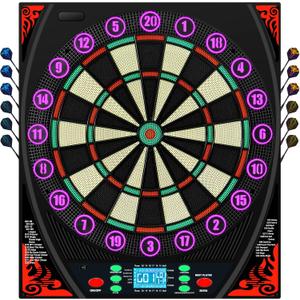 Soft Tip Electronic Dart Board for Adults, 9-Color LED&Voice Prompt, 18.11x20.47x1.18"