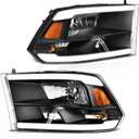 AUTOSAVER88 LED DRL Headlight Assembly Compatible with 20092018 Dodge Ram 1500, 20102018 Dodge Ram 2500 3500 Replacement Headlamp Black Housing Clear Lens (Only for Quad Models)