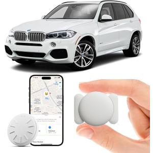 GPS Tracker for Vehicles No Subscription, 1PCS Real Time GPS Tracker for Car Work with Find My (iOS Only), Mini Hidden Car Tracker Device with Magnetic Case, No Monthly Fee (White)
