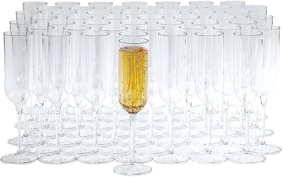 Fun Express Clear Plastic Champagne Flutes Bulk 50 Ct