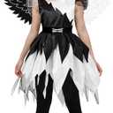 Spooktacular Creations Child Twisted Angel Costume, Girls Half Angel Half Devil Dress, Kids Outfit Set for Halloween Party (Large(10-12 yrs))
