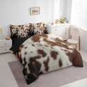 Erosebridal Cowhide Comforter Set Cow Print Bed in A Bag Full Size 7 Pieces Farmhouse Animal Hair Skin Bed Set Room Decor Western Cowboy Rustic Bedding with Sheets