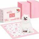 MIZOK Puppy Pads 22"x 22" with Leak-Proof Quick-Dry Design Pee Pads for Dogs Potty Training, 6-Layer Standard Absorbency Dog Pee Pads Regular Size, Pink Cherry Blossom Pattern (100 Counts)
