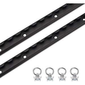 36 inch Aluminum L Track Rail with 4pcs Single Stud Fittings, L Track Tie Down System for Enclosed Trailer, Trucks, Vans, Pickup, Black