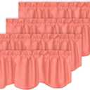 Turquoize Blackout Valance Curtain for Living Room/Bedroom/Kitchen/Bathroom, Rod Pocket Thermal Insulated Window Treatment Room Darkening Scalloped Window Valance, 52" x 18" Inches, 4 Panels, Coral