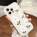 MOWIME Compatible with iPhone 13 Pro Max Case, Cute Daisy Floral Pattern Shockproof Soft TPU Protective Cover for Women Girls, Slim Anti Scratch Case for iPhone 13 Pro Max 6.7 Inch, White