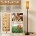 Ruiever Floor Lamp for Living Room,Farmhouse Rattan Floor lamp,Modern Standing lamp with Hand-Worked Rattan Shade,Black Tall Lamp with Foot Switch for Bedroom,Kids Room,Office,LED Bulb is Included.
